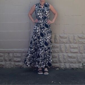 MSK Black and White Paisley Maxi Dress